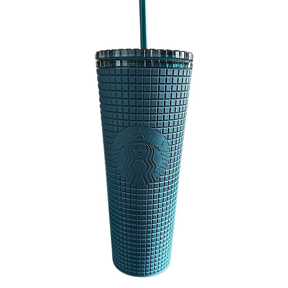 NWOT Starbucks Blue Diamond Grid Soft Touch Cold Cup Tumbler - 24 oz  ***Item: H